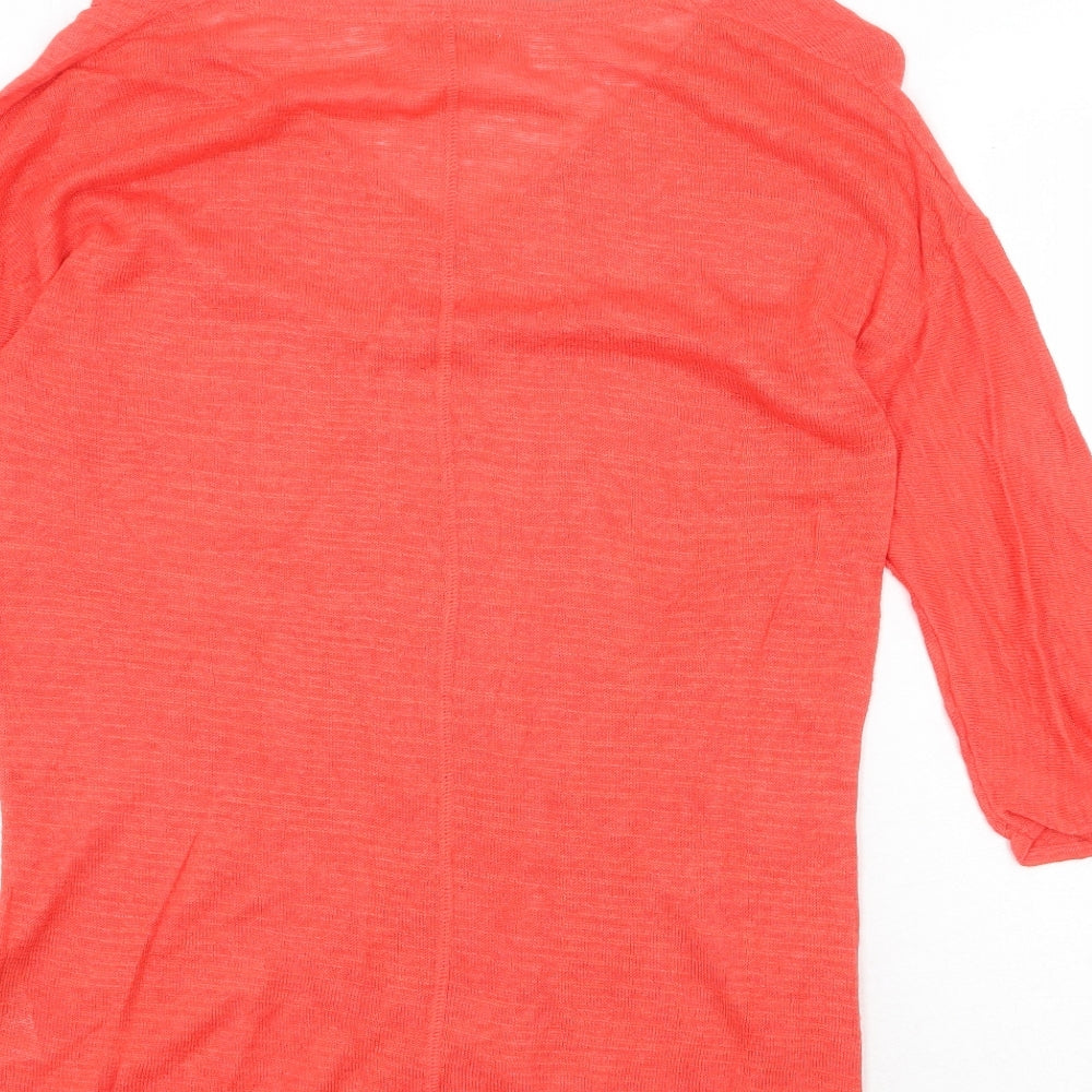 Monsoon Womens Red Linen Basic Blouse Size 10 V-Neck