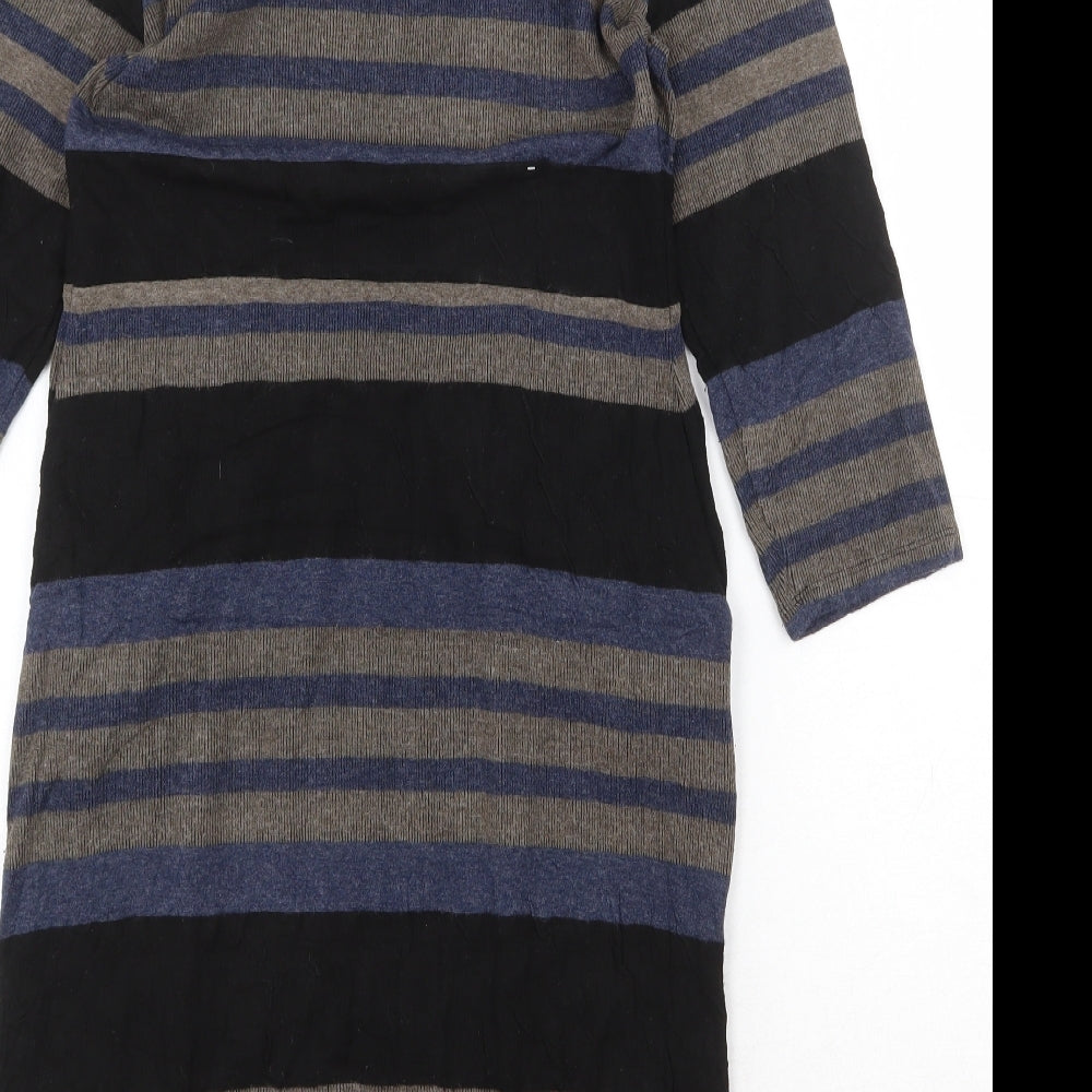 Kaliko Womens Multicoloured Striped Viscose Jumper Dress Size 10 Round Neck Pullover