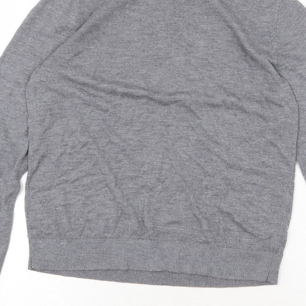 Mango Womens Grey Round Neck Cotton Pullover Jumper Size M