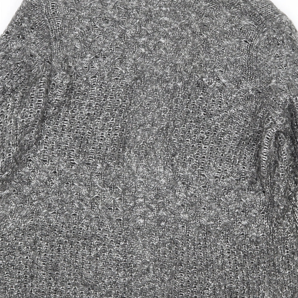 Country Casuals Womens Grey V-Neck Nylon Cardigan Jumper Size M