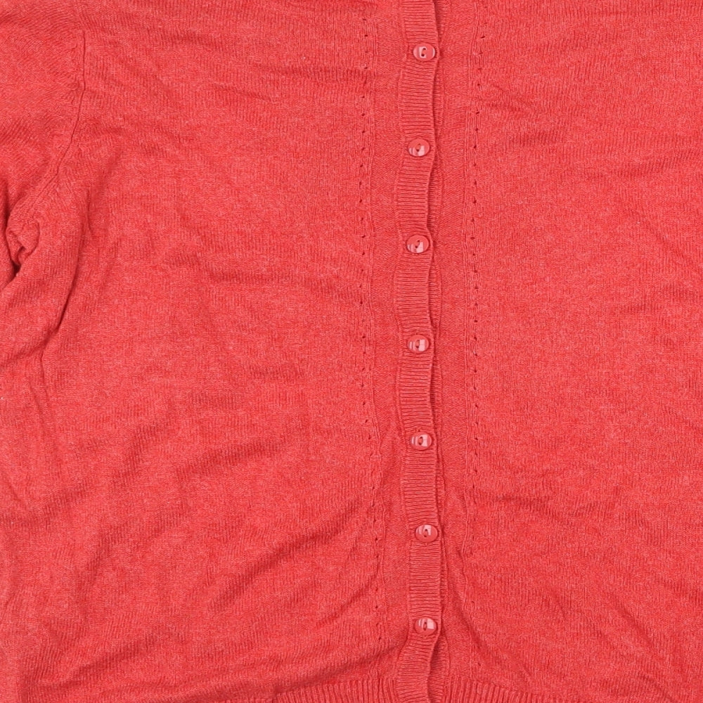 Marks & Spencer Womens Red Round Neck Viscose Pullover Jumper Size 10