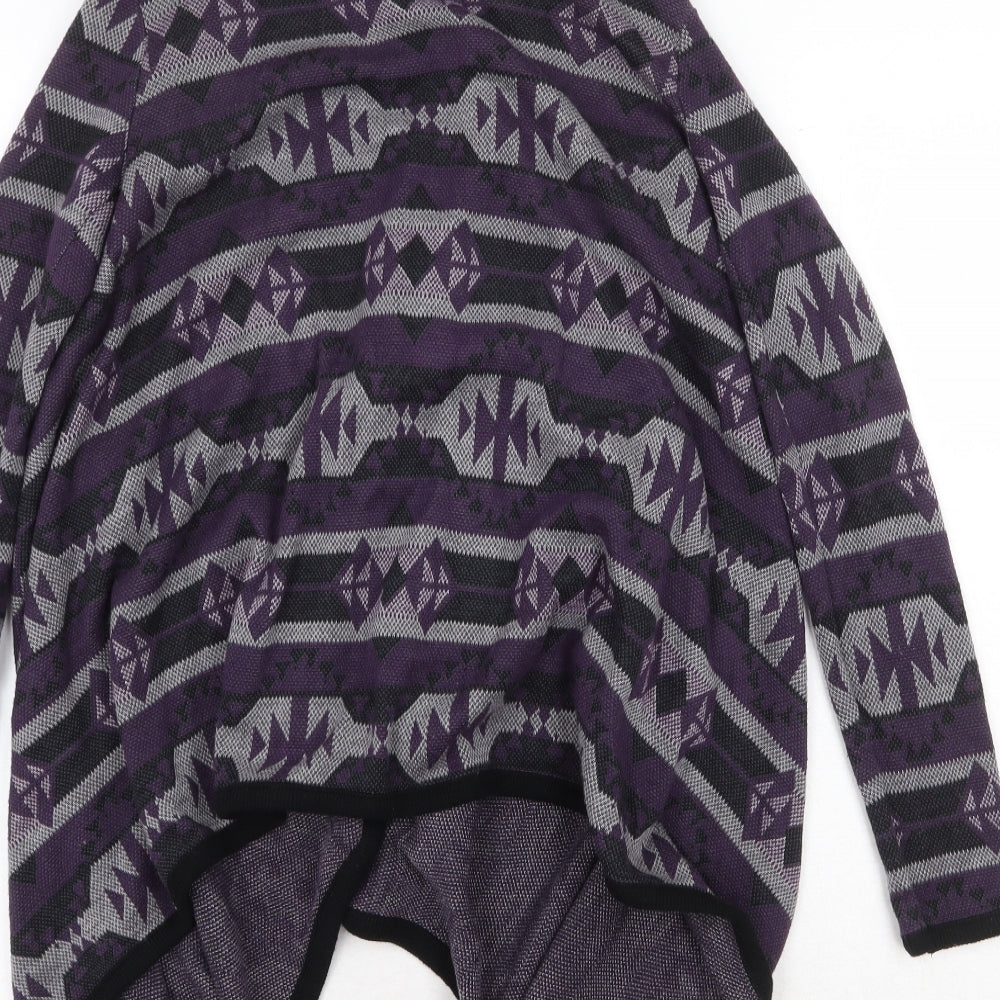 H&M Womens Purple V-Neck Geometric Acrylic Cardigan Jumper Size XS