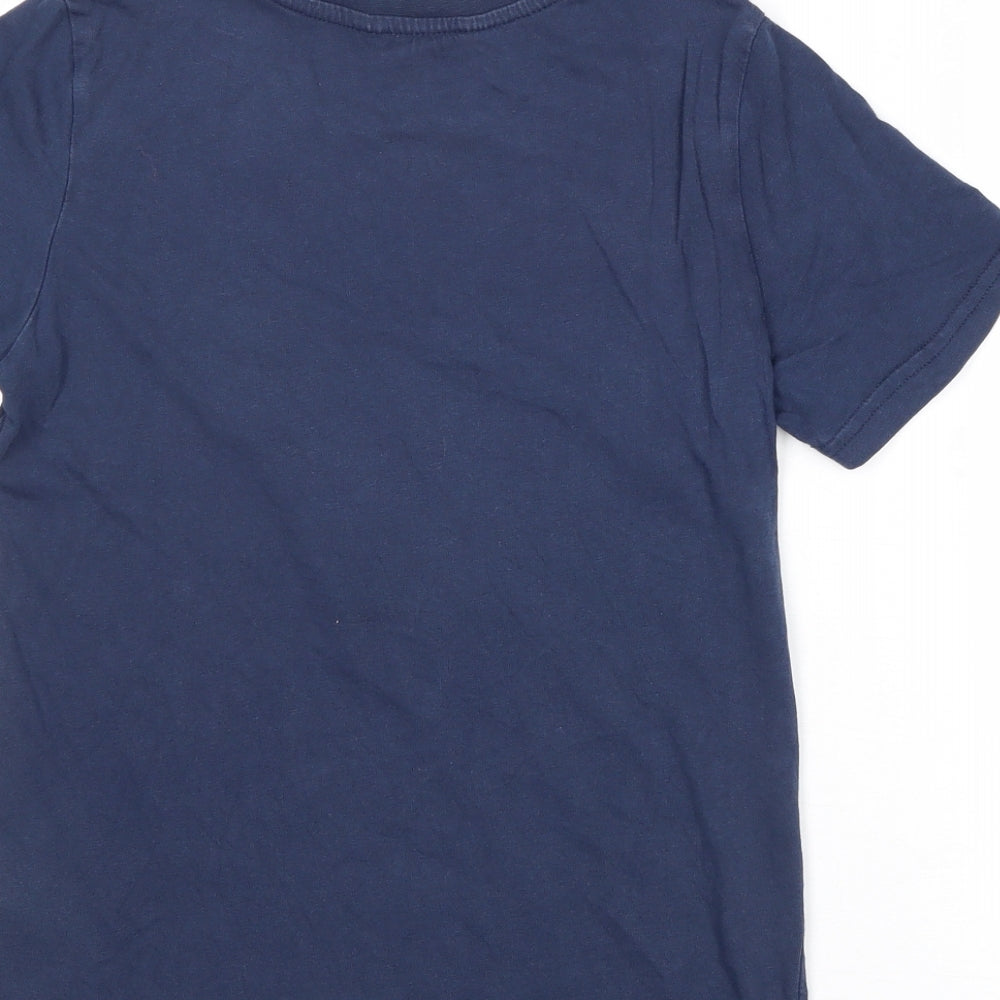 H&M Boys Blue Cotton Basic T-Shirt Size 9-10 Years Round Neck Pullover - Zanzibar Tigers
