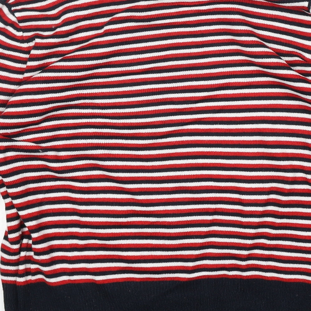 POP Womens Multicoloured Boat Neck Striped Acrylic Pullover Jumper Size S