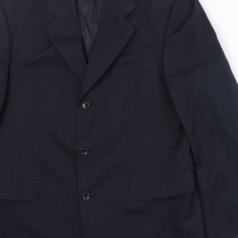 Hadleigh & Taylor Mens Blue Striped Wool Jacket Suit Jacket Size 40 Regular