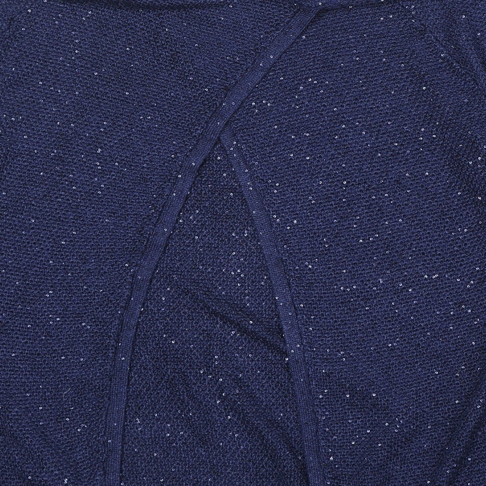 Monsoon Womens Blue Round Neck Polyester Pullover Jumper Size S