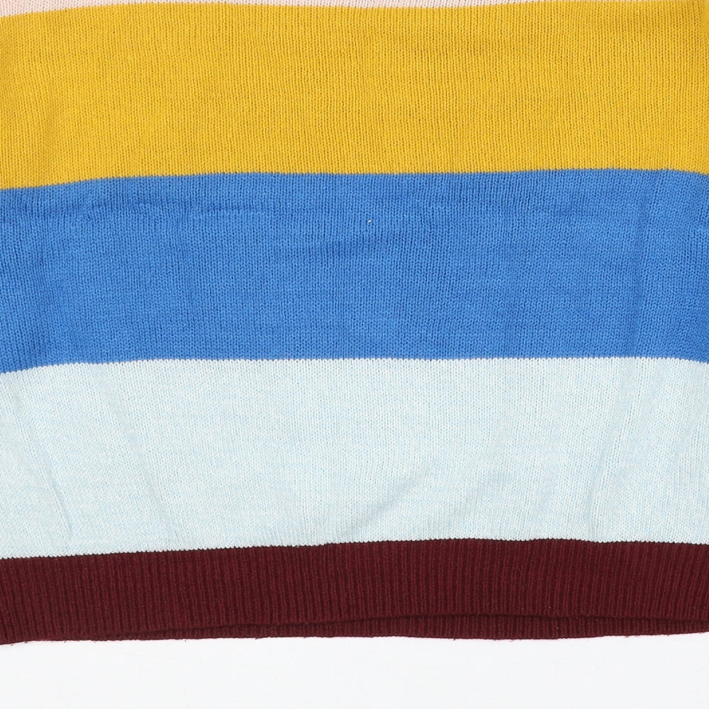 Divided by H&M Womens Multicoloured Round Neck Striped Acrylic Pullover Jumper Size L