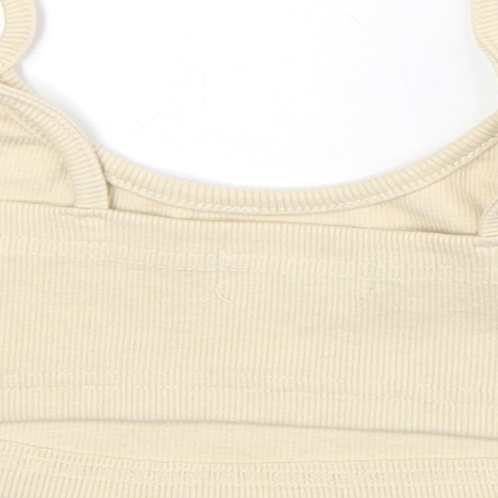 Missguided Womens Beige Polyester Cropped Tank Size 8 Round Neck