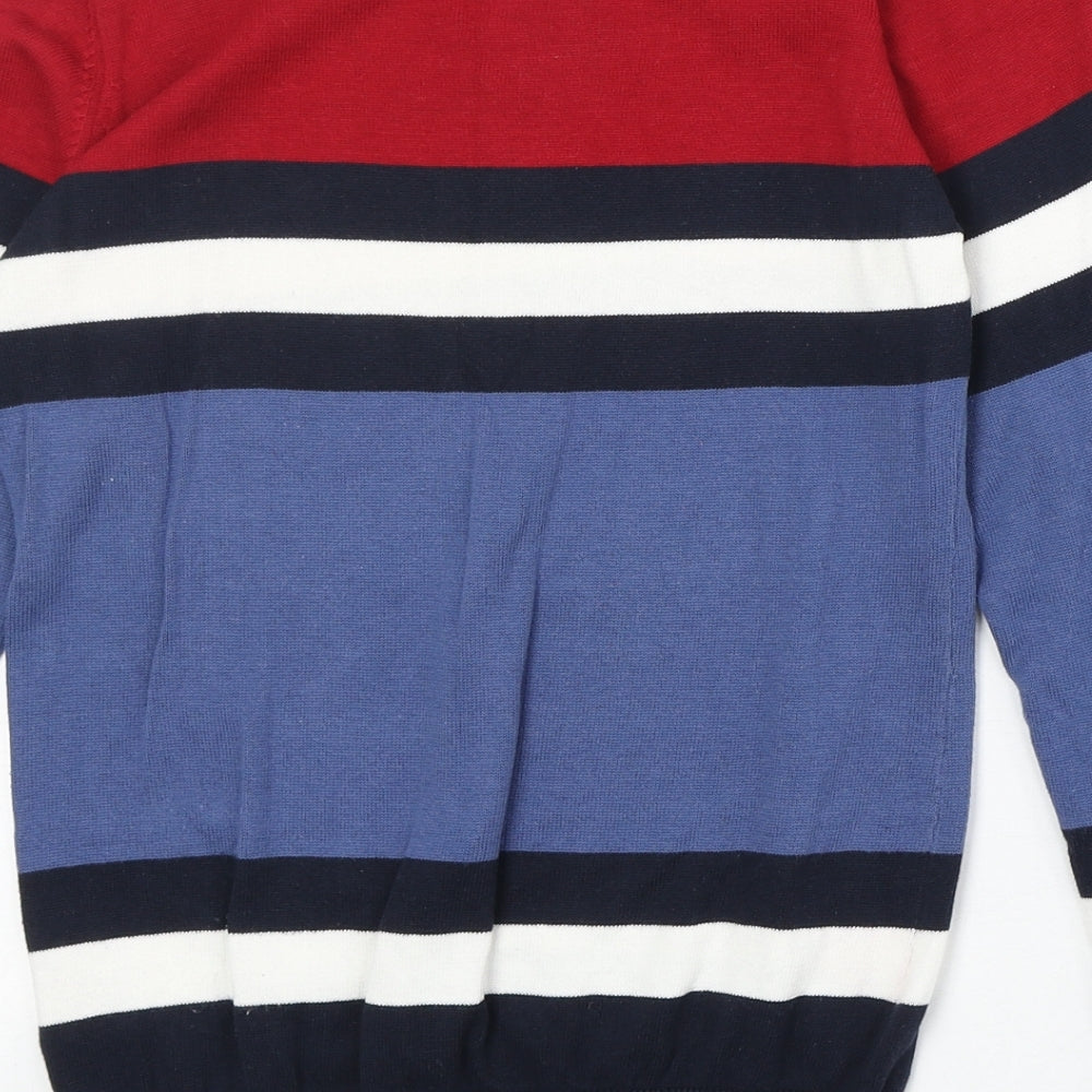 EWM Womens Multicoloured Round Neck Striped 100% Cotton Pullover Jumper Size S