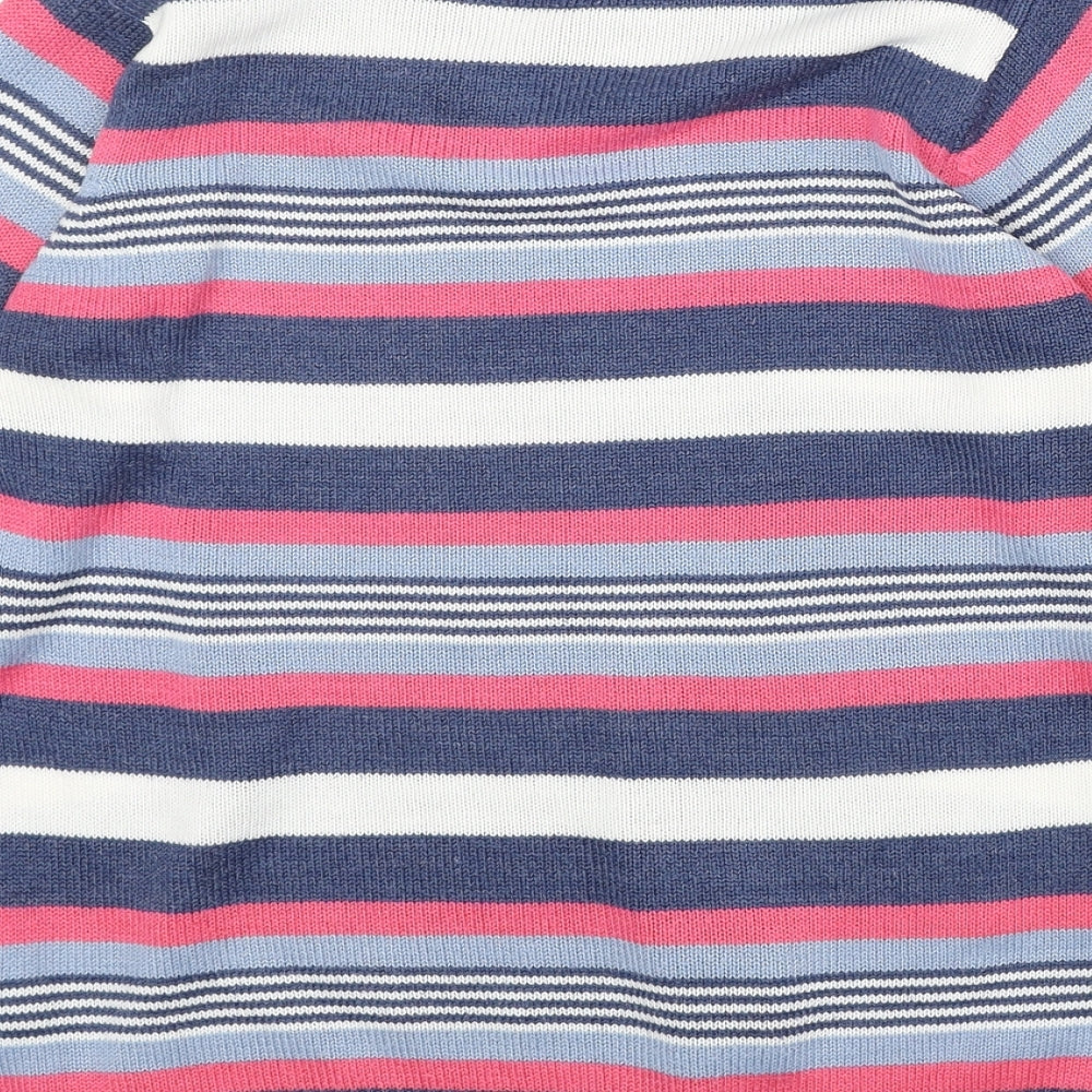 EWM Womens Multicoloured V-Neck Striped Acrylic Pullover Jumper Size S