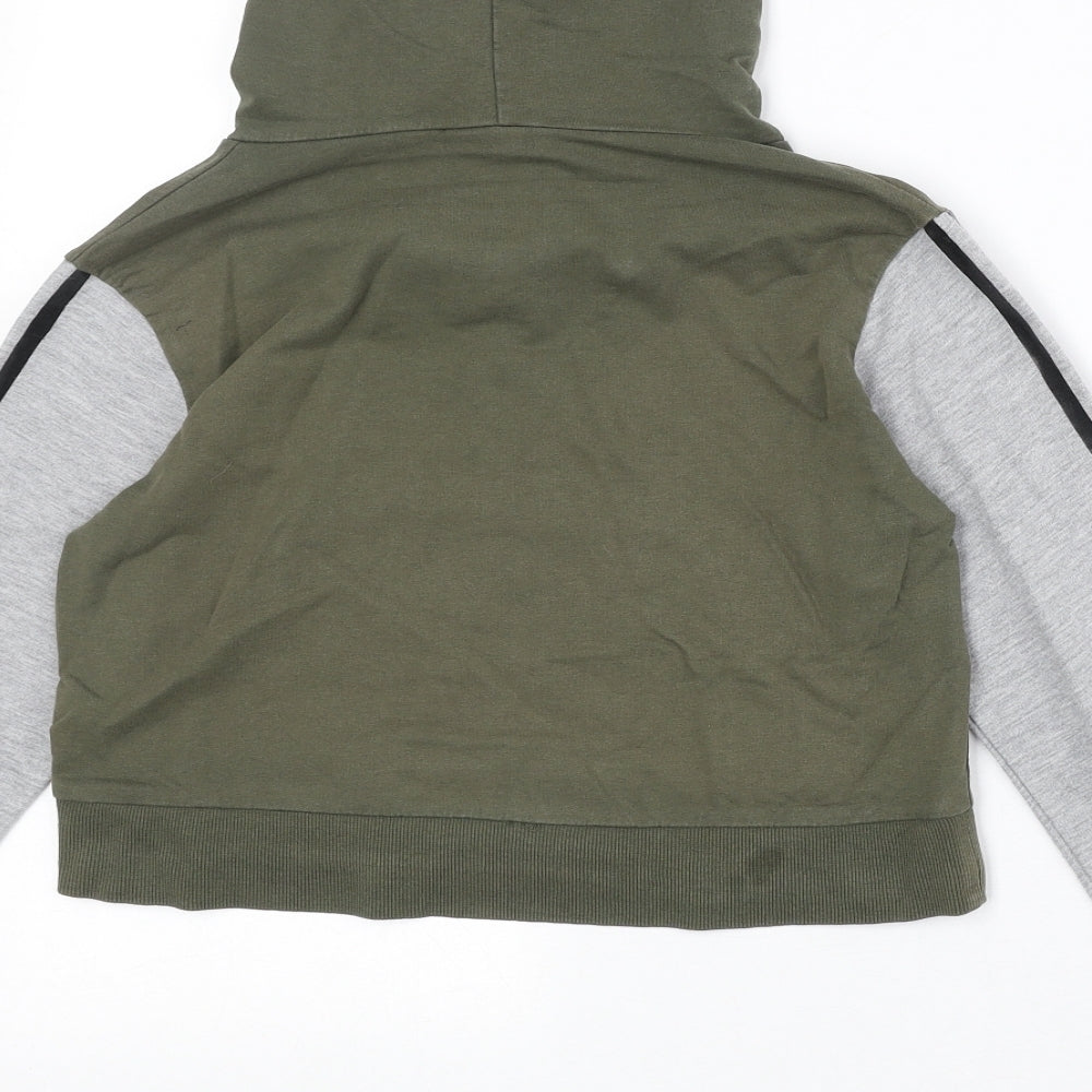 Select Womens Green Colourblock Cotton Pullover Hoodie Size 6 Pullover - Obsessed