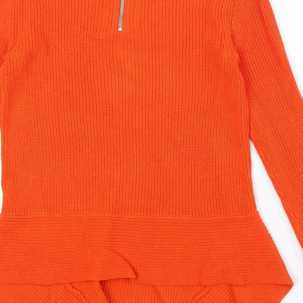 NEXT Womens Orange V-Neck 100% Cotton Pullover Jumper Size 8