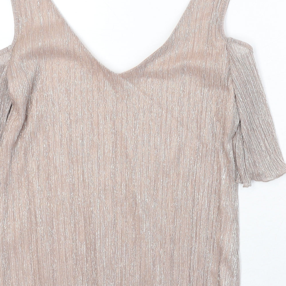 Roman Womens Pink Polyester Basic Tank Size 10 V-Neck - Cold Shoulder