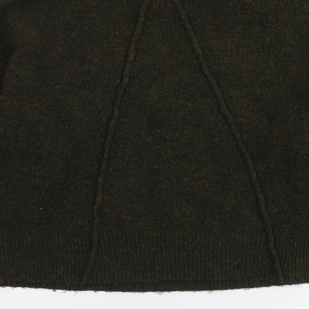 Topshop Womens Green V-Neck Acrylic Pullover Jumper Size 6