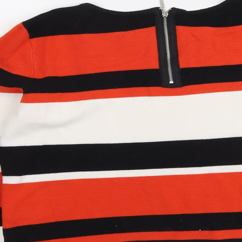 Oasis Womens Multicoloured Round Neck Striped Cotton Pullover Jumper Size L