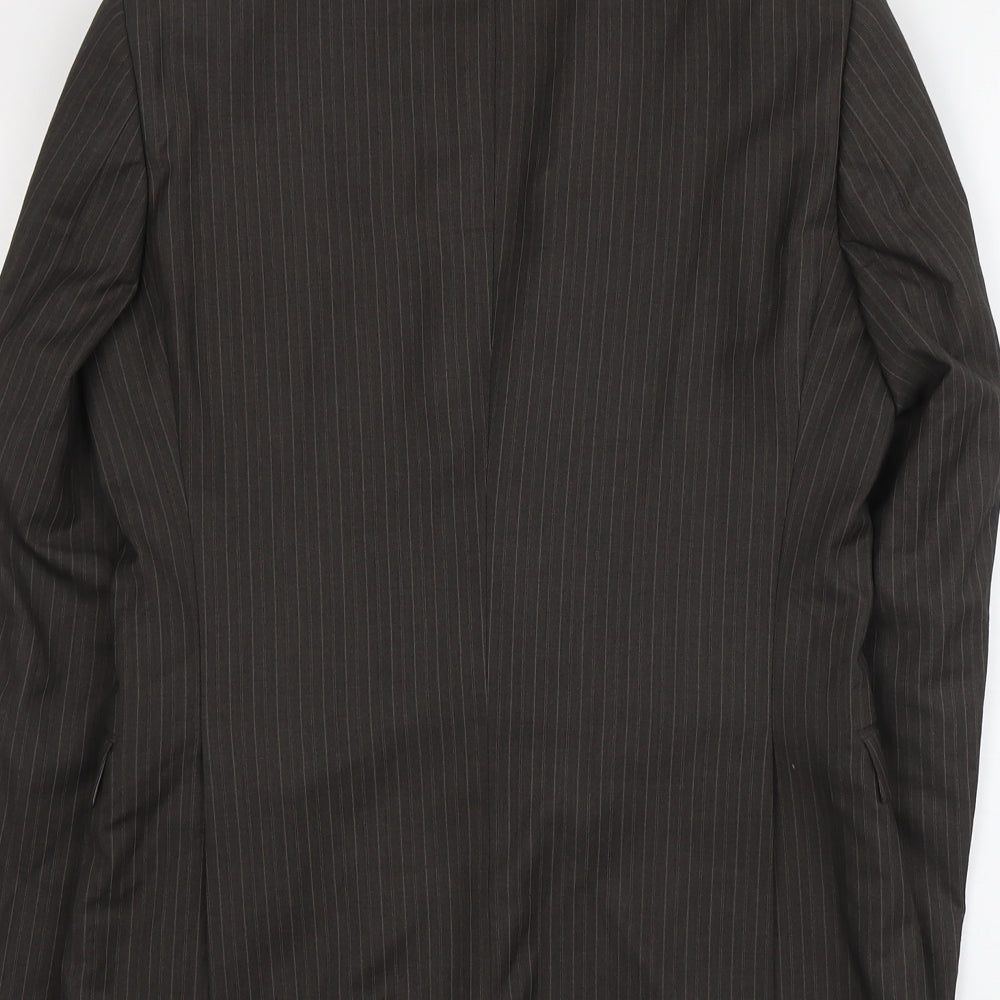 Topman Mens Grey Striped Polyester Jacket Suit Jacket Size 38 Regular - Pinstripe
