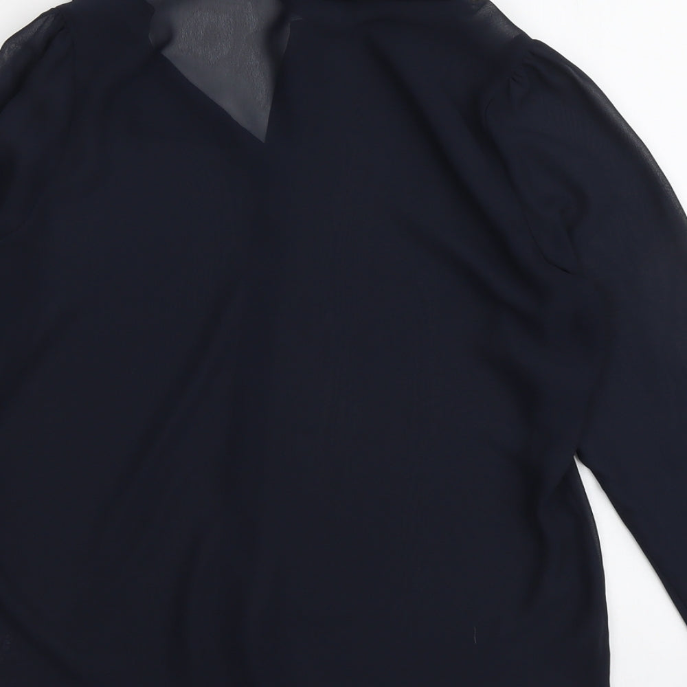 Marks & Spencer Womens Blue Polyester Basic Button-Up Size 12 Collared