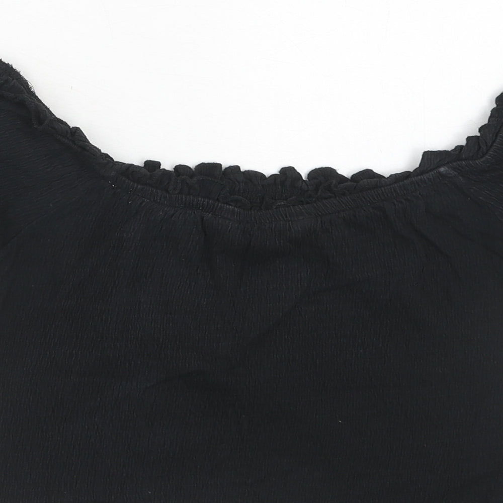 NEXT Womens Black Polyester Cropped Tank Size 10 Off the Shoulder