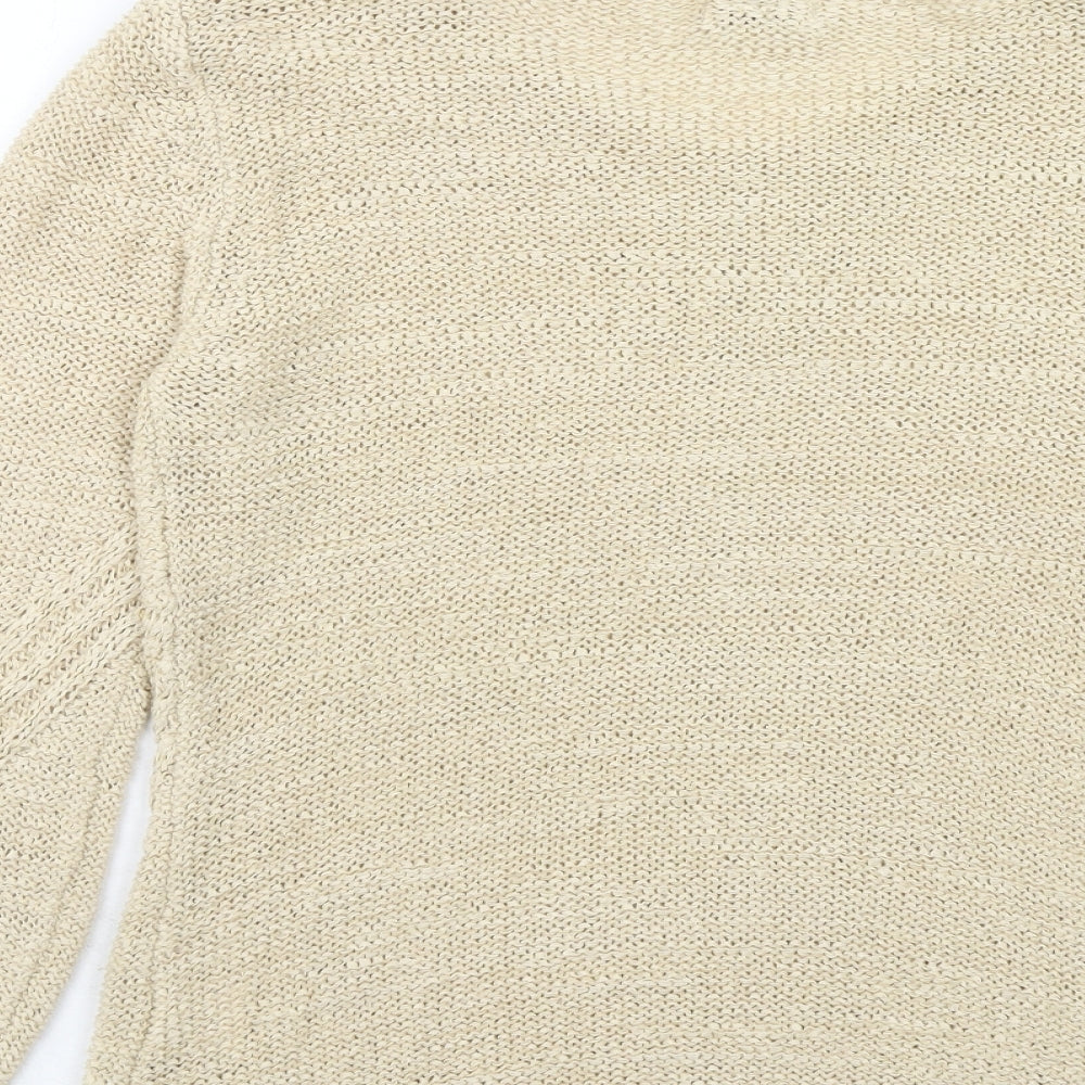 Roman Womens Beige V-Neck Acrylic Pullover Jumper Size S