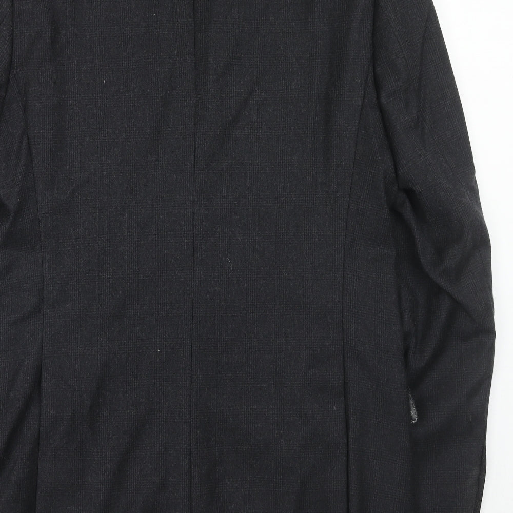 Marks & Spencer Mens Black Wool Jacket Suit Jacket Size 38 Regular - Window Pane Check