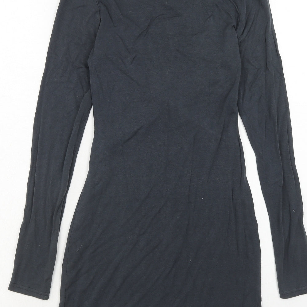 Topshop Womens Grey Viscose A-Line Size 8 Round Neck Pullover