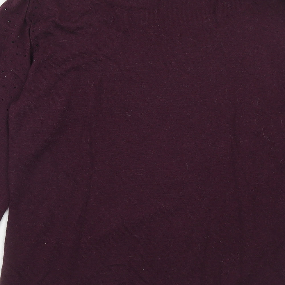 Monsoon Womens Purple Boat Neck Nylon Pullover Jumper Size 10