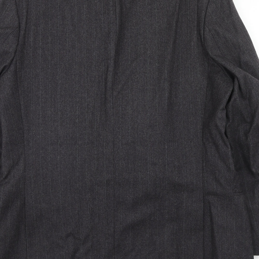St.Michael Mens Grey Striped Wool Jacket Suit Jacket Size 42 Regular