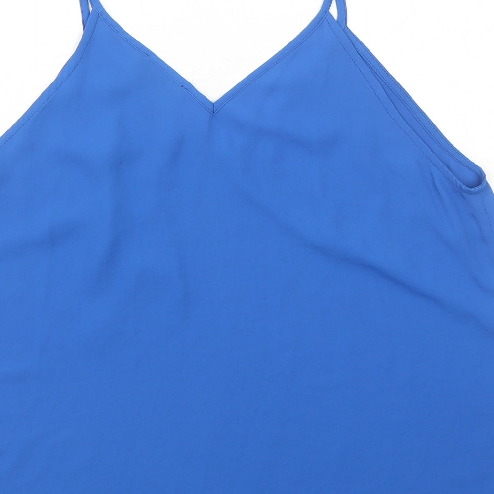 Lord Womens Blue Polyester Basic Tank Size M V-Neck