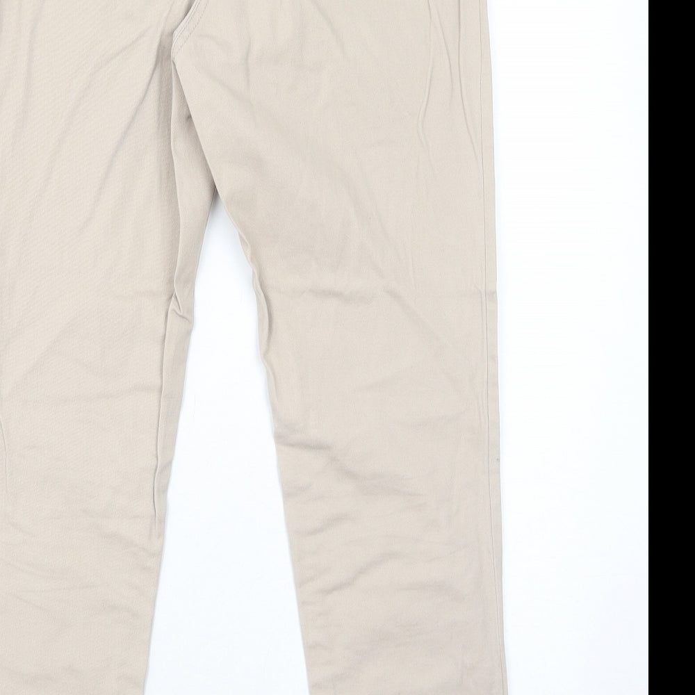 Dorothy Perkins Womens Beige Cotton Trousers Size 8 Regular Zip