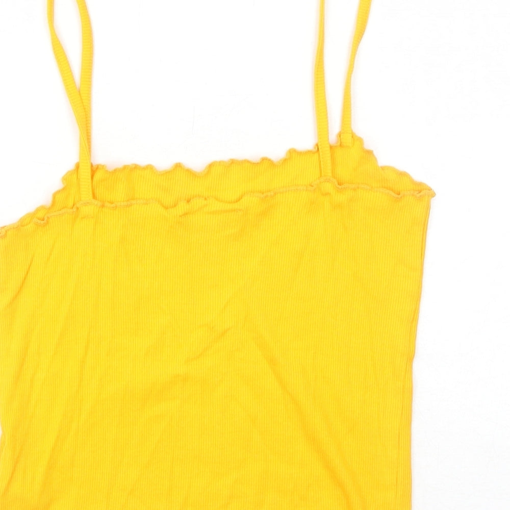 Topshop Womens Yellow Cotton Basic Tank Size 10 Square Neck