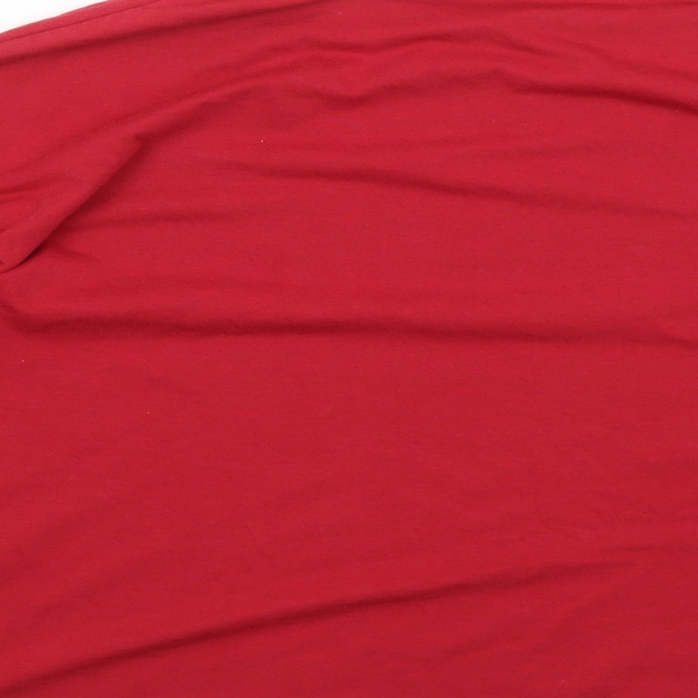 Global Work Womens Red Cotton Basic T-Shirt Size M Round Neck
