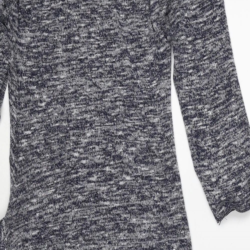 Studio M Womens Blue Polyester Jumper Dress Size S V-Neck Pullover