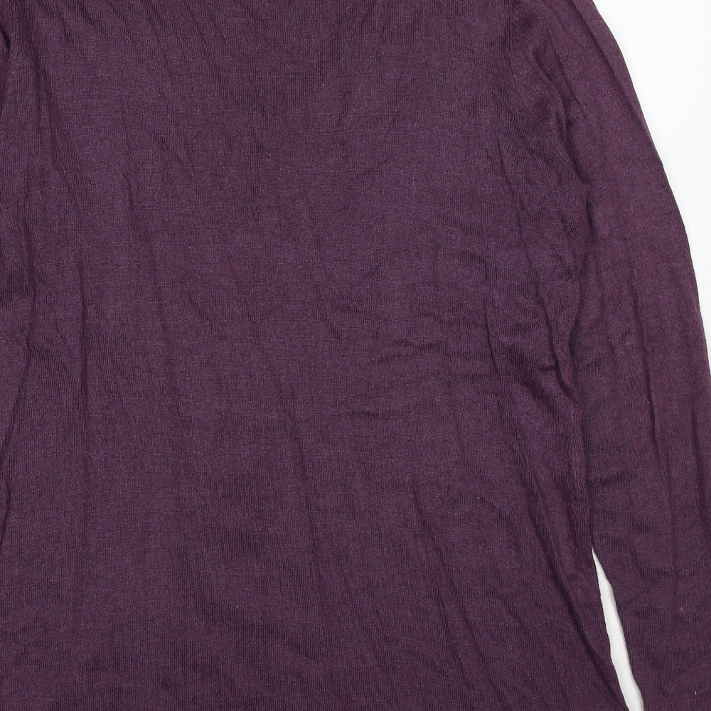 H&M Womens Purple V-Neck Cotton Pullover Jumper Size XL