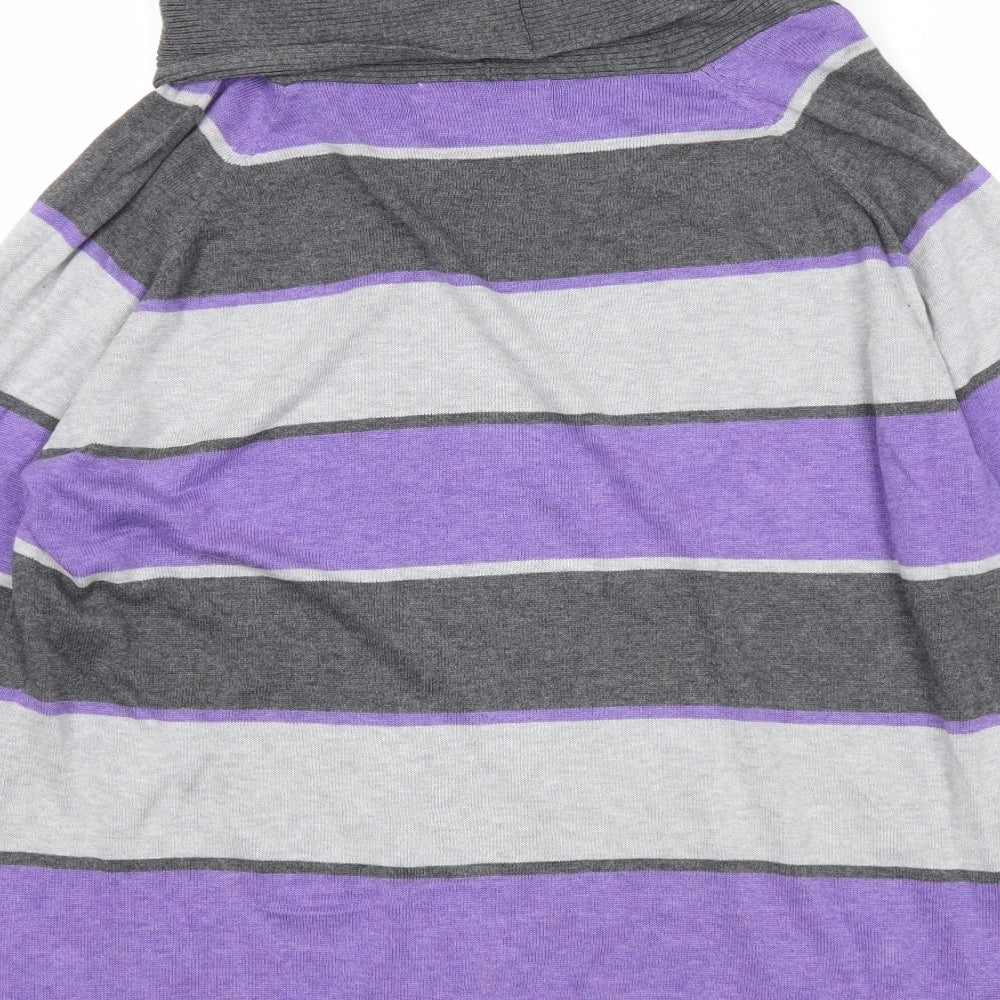 Marble Womens Multicoloured Roll Neck Striped Cotton Pullover Jumper Size 4