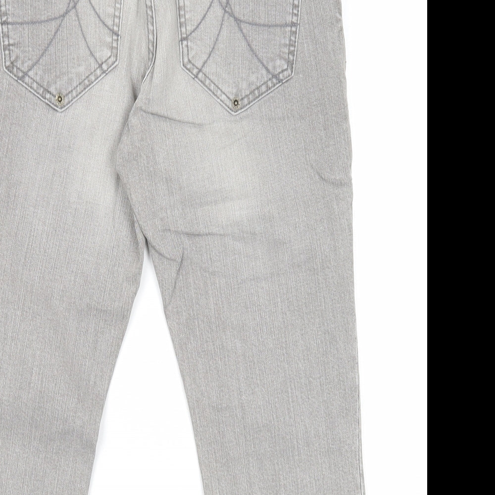 Love Label Womens Grey Cotton Straight Jeans Size 10 Regular Zip