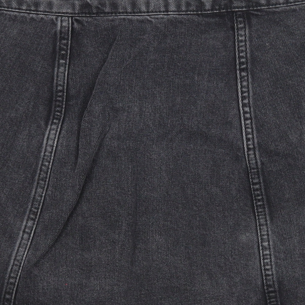 Topshop Womens Black Cotton A-Line Skirt Size 25 in Button
