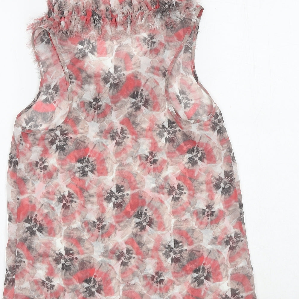 Topshop Womens Pink Geometric Polyester Basic Tank Size 8 Round Neck