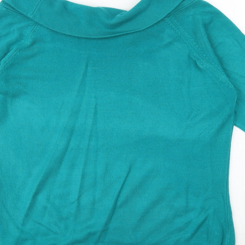 Marks & Spencer Womens Green Round Neck Acrylic Pullover Jumper Size 12