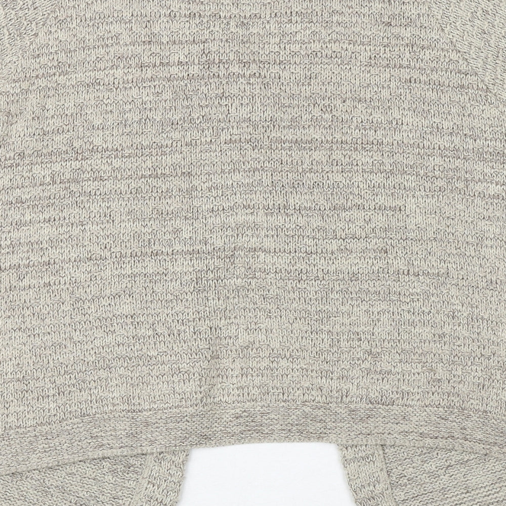 EDITIONS Womens Beige V-Neck Acrylic Pullover Jumper Size 18