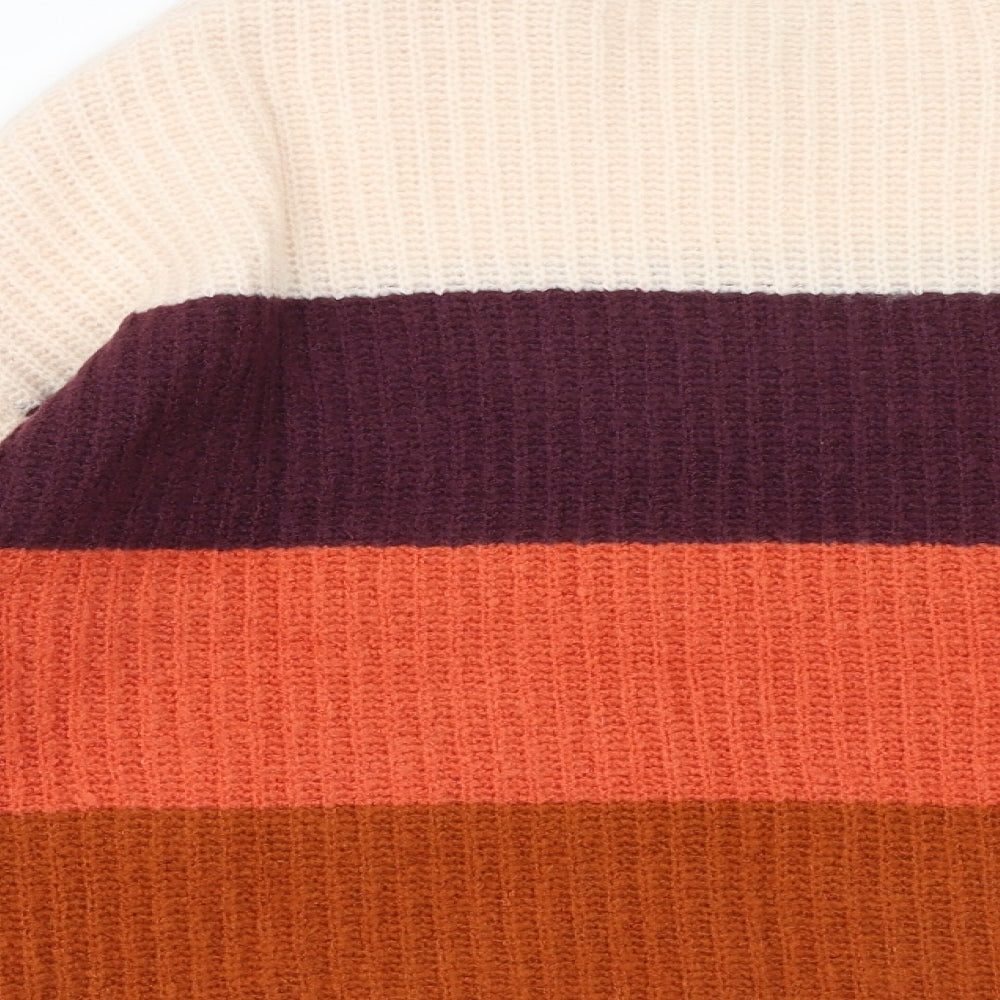 Debenhams Womens Multicoloured Round Neck Striped Acrylic Pullover Jumper Size 12