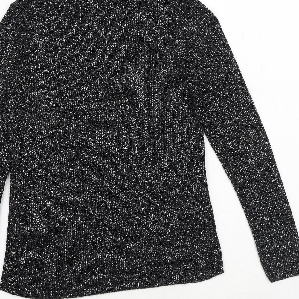 Marks & Spencer Girls Black Roll Neck Viscose Pullover Jumper Size 10-11 Years Pullover