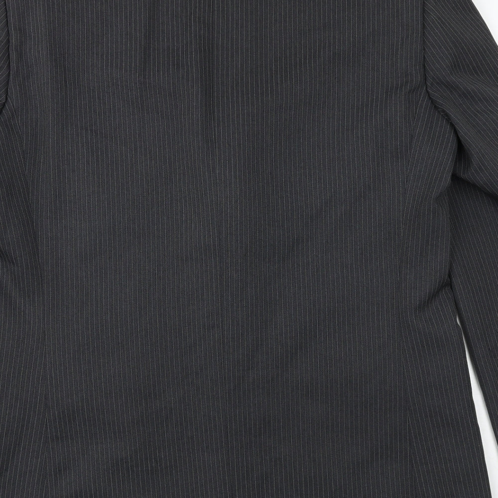 Woolworths Mens Grey Striped Polyester Jacket Suit Jacket Size 42 Regular