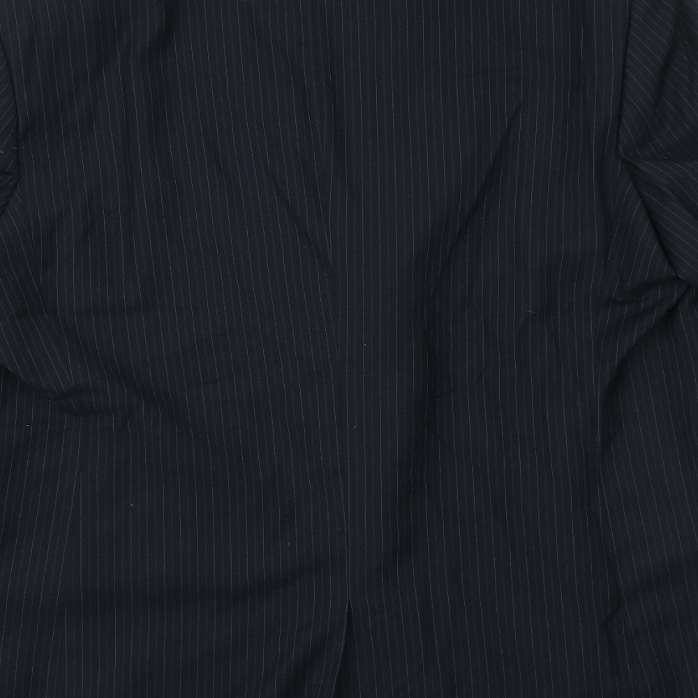 Burton Mens Blue Striped Polyester Jacket Suit Jacket Size 46 Regular