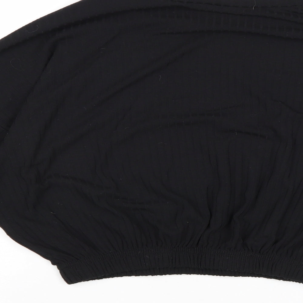 New Look Womens Black Polyester Basic Blouse Size M Round Neck