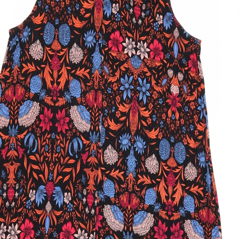 H&M Womens Multicoloured Geometric Viscose Trapeze & Swing Size M Round Neck Pullover