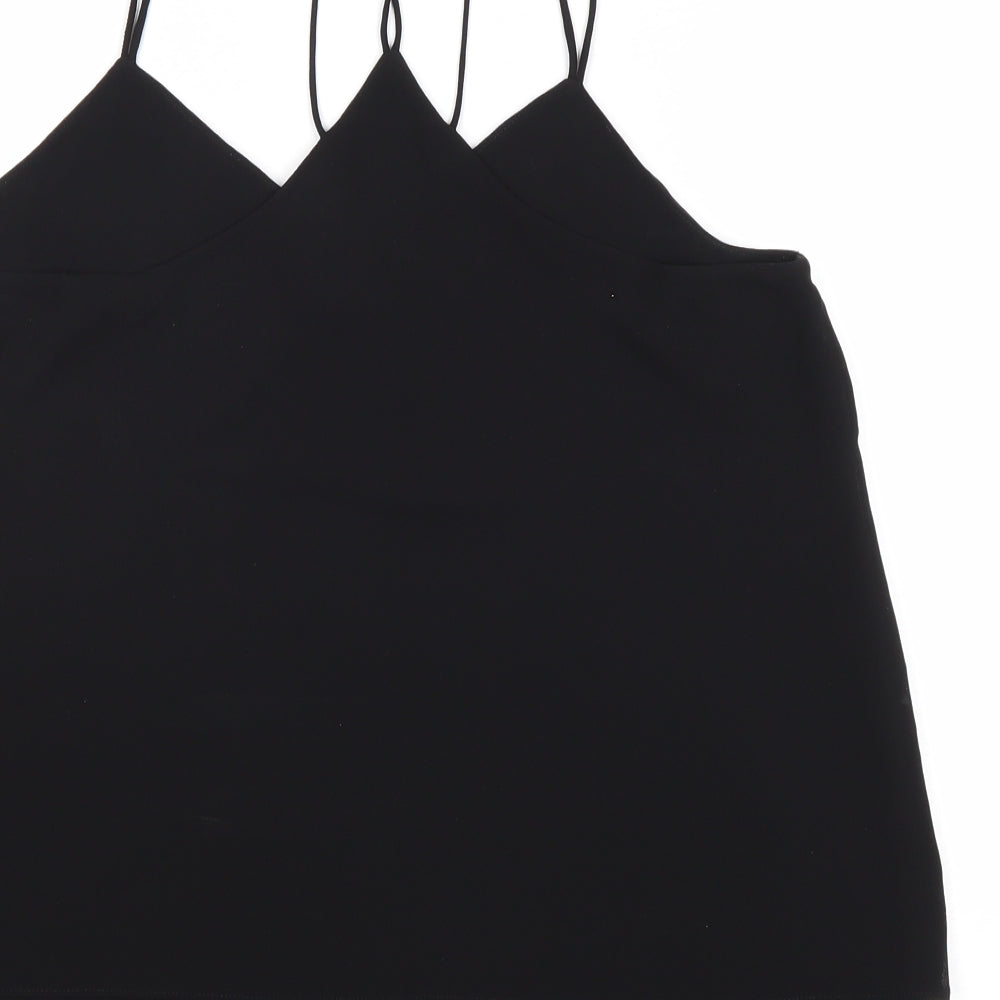 New Look Womens Black Polyester Basic Tank Size 10 V-Neck