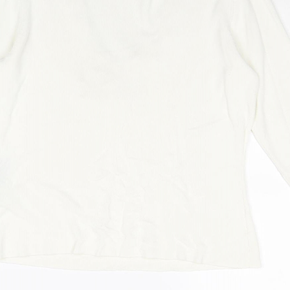 Principles Womens White Viscose Basic T-Shirt Size 14 V-Neck