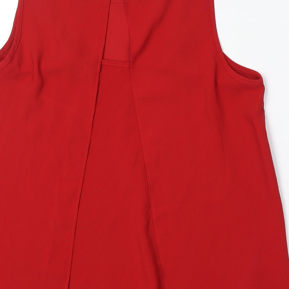Dorothy Perkins Womens Red Polyester Basic Tank Size 10 Scoop Neck