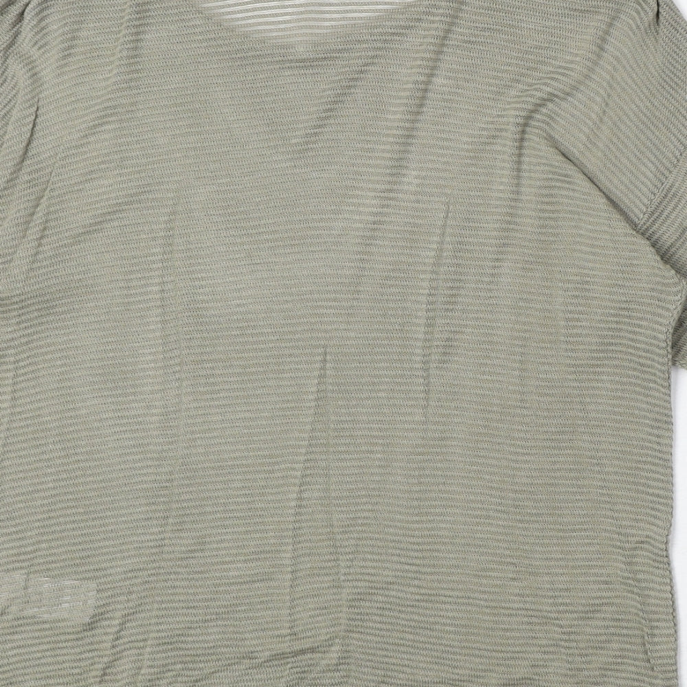 New Look Womens Green Polyester Basic T-Shirt Size 12 Round Neck