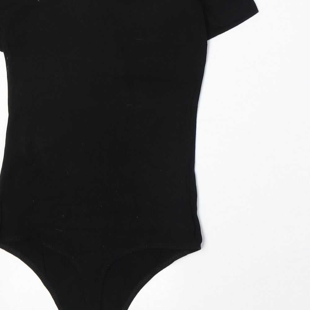 ASOS Womens Black Viscose Bodysuit One-Piece Size 6 Snap